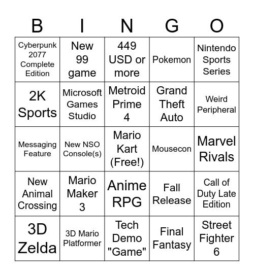 Untitled Bingo Card