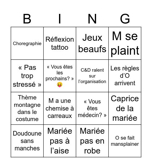 Marwed Bingo Card