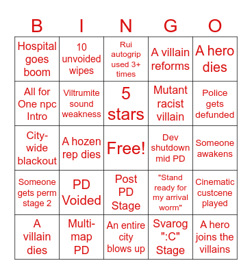 March 21st Bingo Card