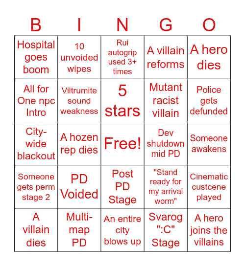 March 21st Bingo Card