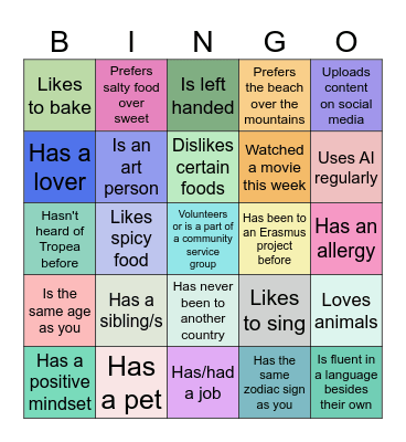 Find someone who: Bingo Card