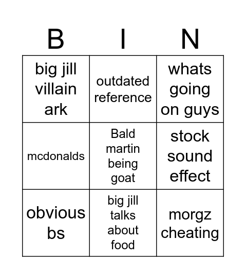 morgz bingo Card