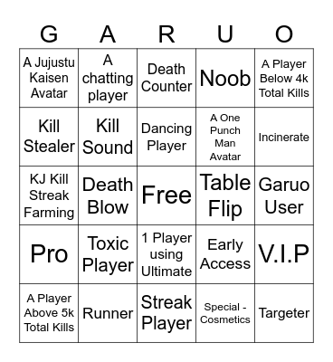 TSBG BINGO Card