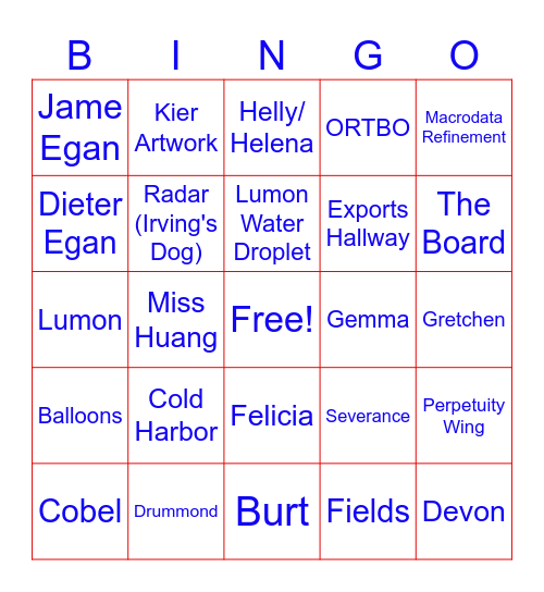 Severance Season 2 Finale Bingo Card