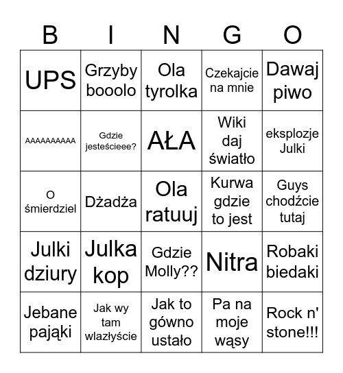 DEEP ROCK Bingo Card
