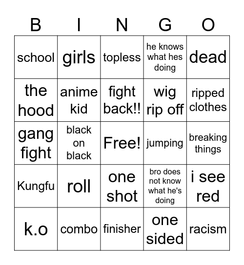 fight bingo Card