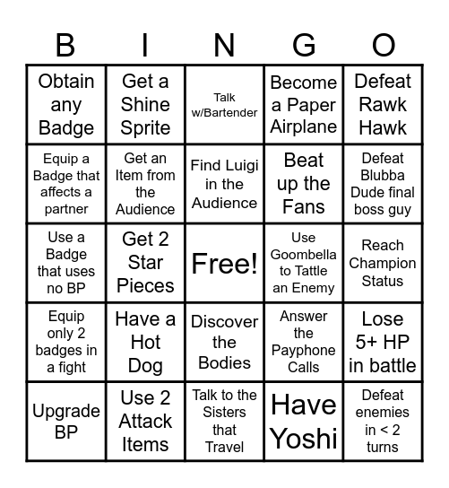 TTYD (End of Chapter 2 to Chapter 3) Bingo Card