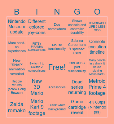 Switch 2 Direct Bingo Card