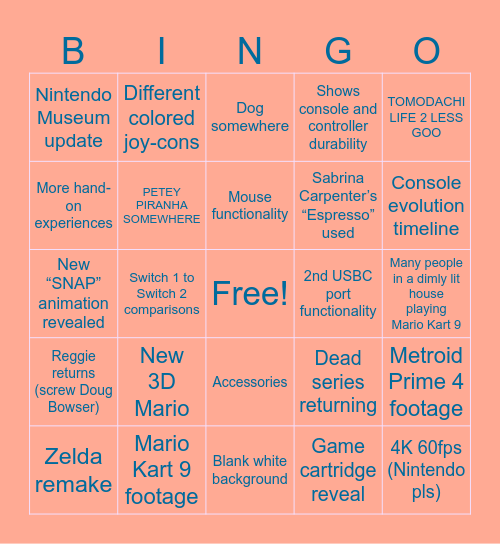 Switch 2 Direct Bingo Card