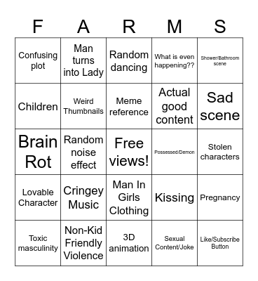 Content Farm Cringe Bingo Card