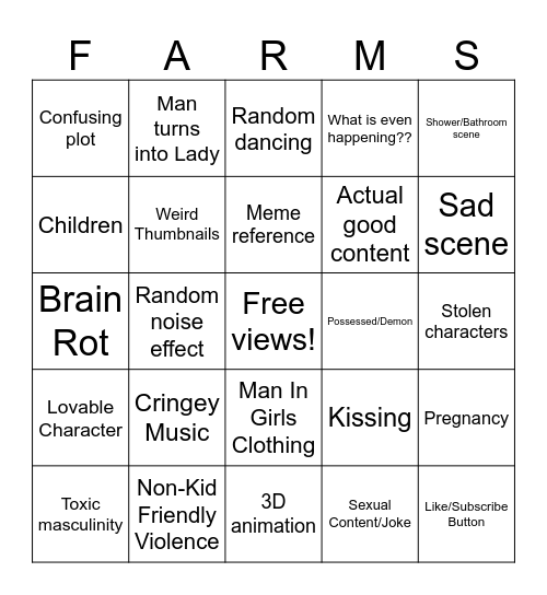 Content Farm Cringe Bingo Card