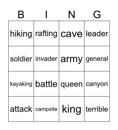 Vocab Unit 7,8 G6 Bingo Card