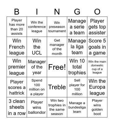 Fifa Bingo Card