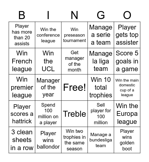 Fifa Bingo Card