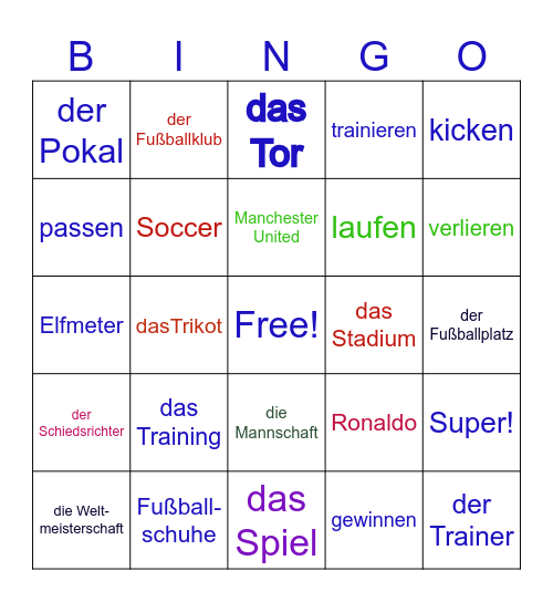 Fußball Bingo Card
