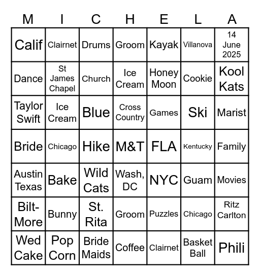 B   I   N   G   O Bingo Card