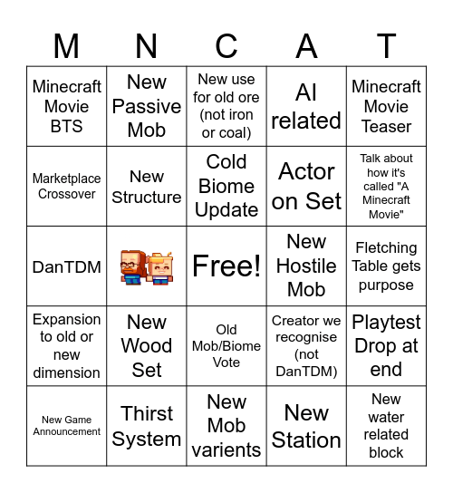 Minecraft Bingo Card