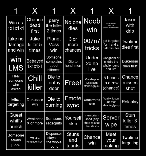 Forsaken bingo Card