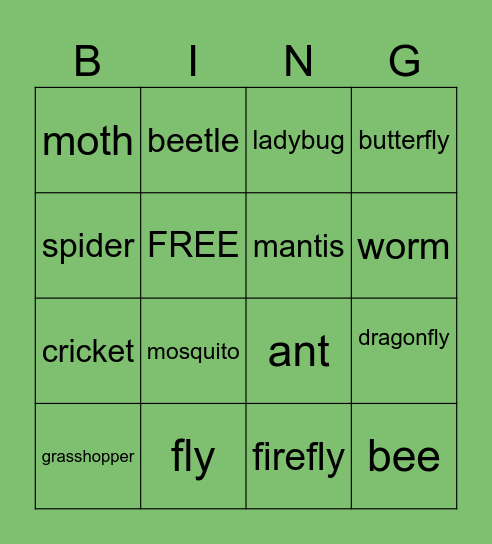 Bugs Bingo Card