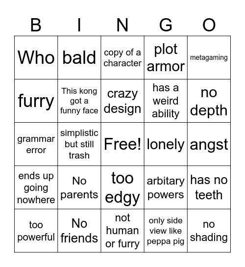 Ripper Bingo Card