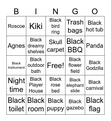 Black ACNH Bingo Card