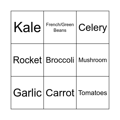 Free Food Bingo Card