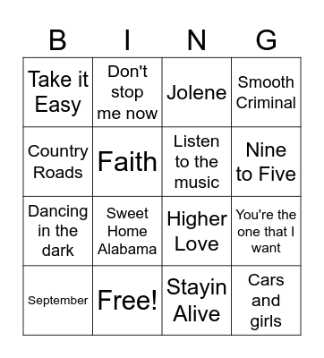Hullabaloo Music Bingo - 70s/80s Bingo Card