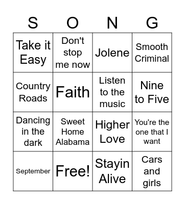 Hullabaloo Music Bingo - 70s/80s Bingo Card