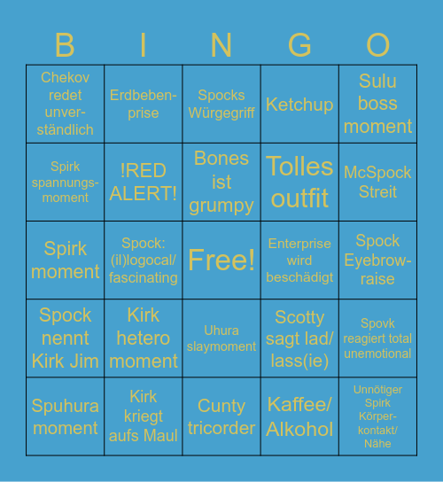 Star trek bingo aos Bingo Card
