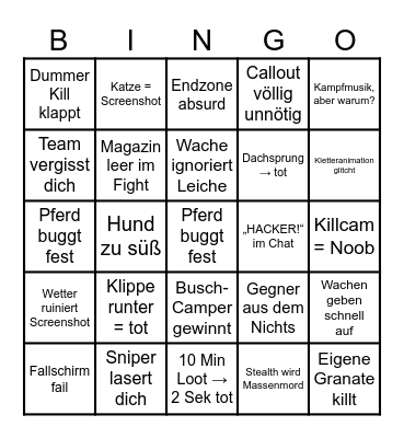 Shadows & Warzone Bingo Card