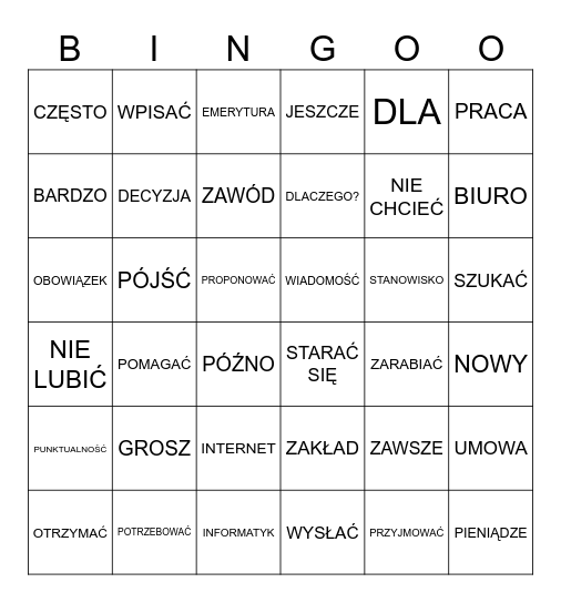 PRACA Bingo Card