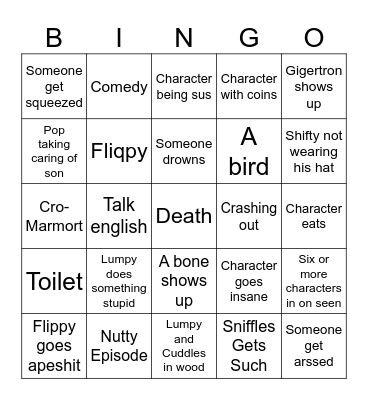 Happy Tree Friends Bingo Card