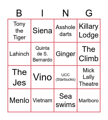 Fiona's Bridal Bingo Card