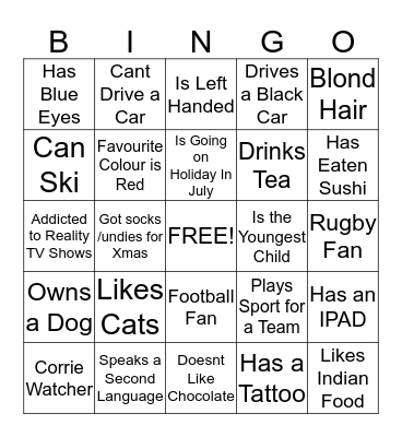 Getting To Know You  Bingo Card