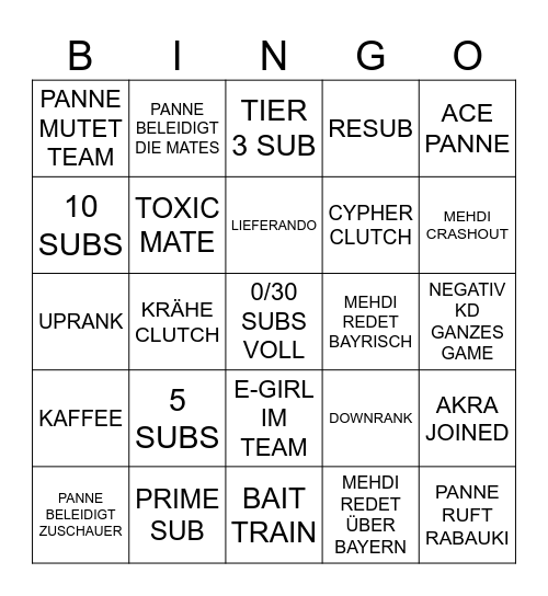 BAIT BINGO Card