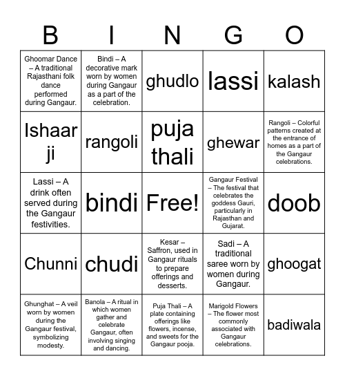 Jhawaro ki Gangaou Bingo Card