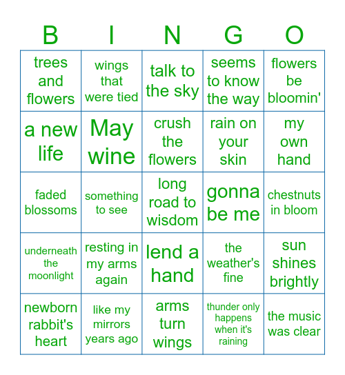 SPRINGO Bingo Card