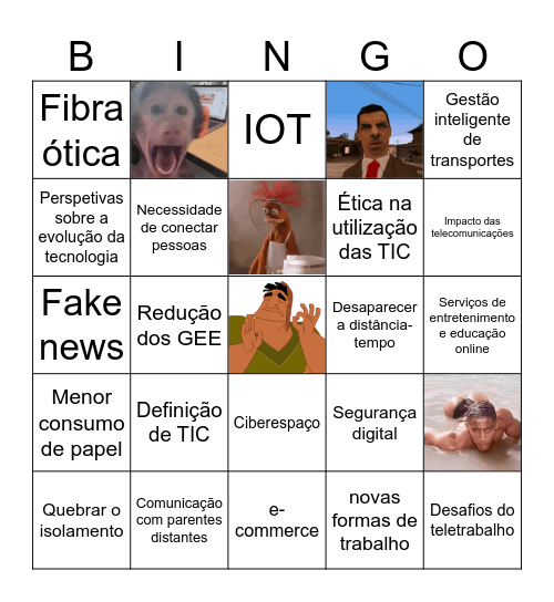 Uso das telecomunicações Bingo Card