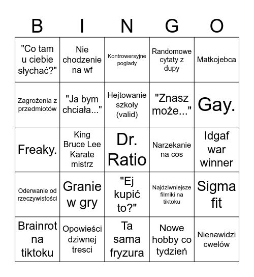 Kaja Bingo Card