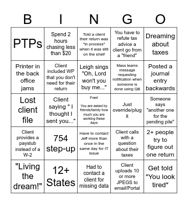 TAX SEASON BINGO Card