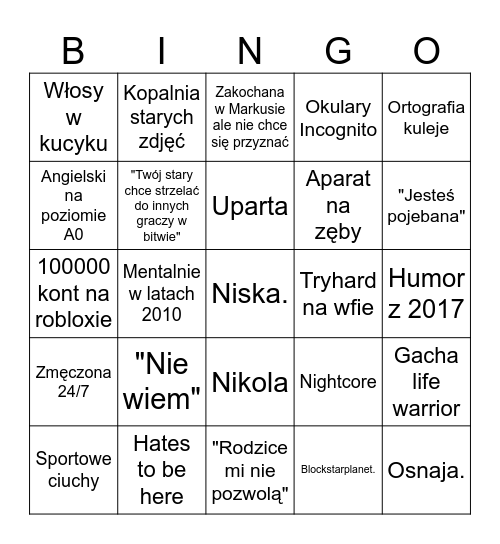 Maja Zegar bingo Card