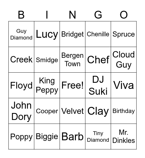 Trolls Bingo Card
