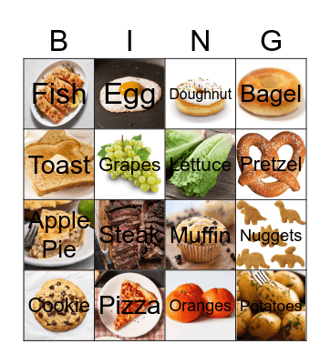 Food Bingo Card