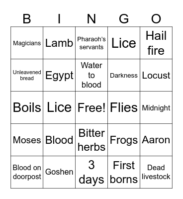 Passover Bingo Card