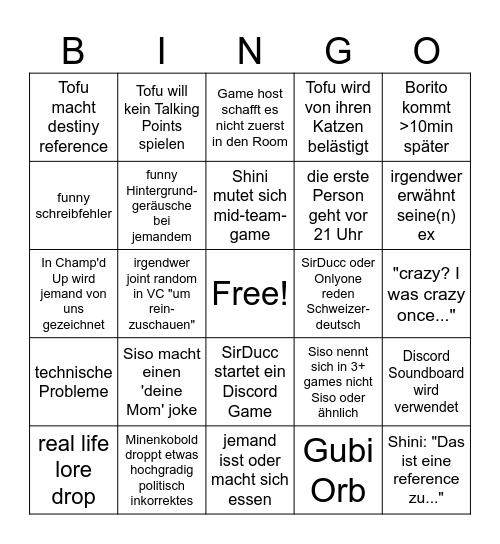 Jackbox gamers Bingo Card