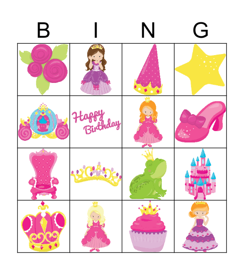Princess Bingo Card