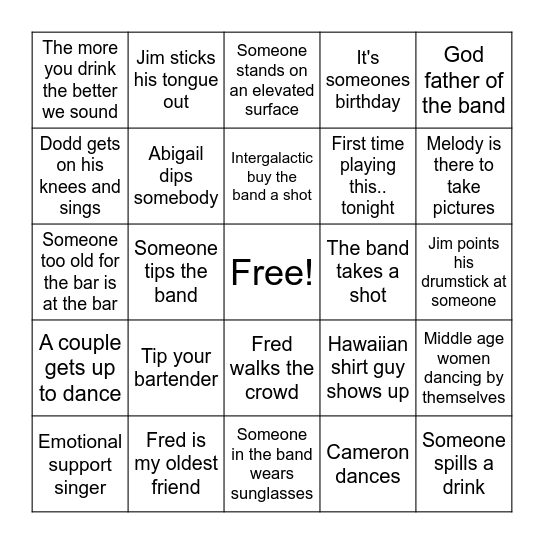 Bare Necessity Bingo Card