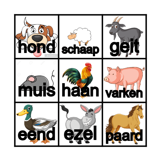 Op de boerderij Bingo Card