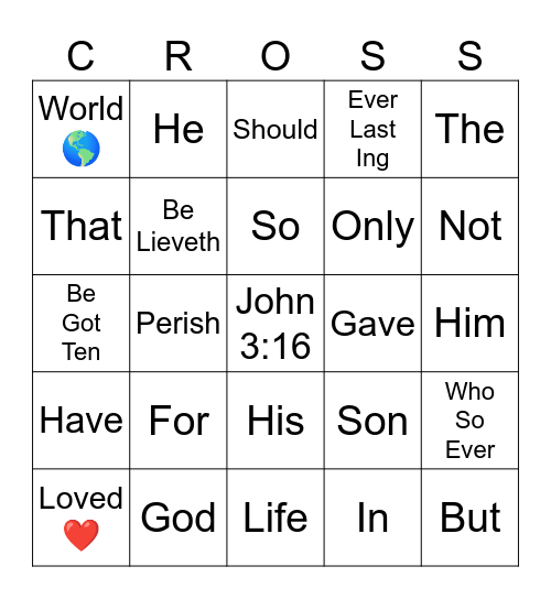 John 3:16 Bingo Card