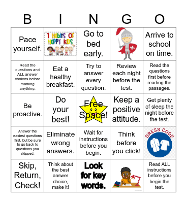 Test Prep Bingo Card